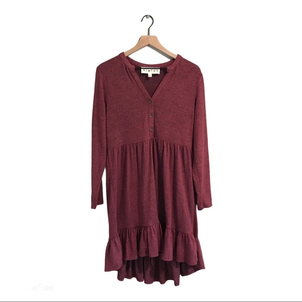 NWOT Hiatus Long Sleeve Ruffle Tiered HiLo Dress